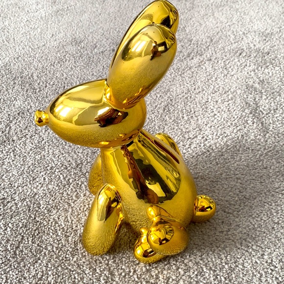 Gold Bunny Piggy Bank. Accent Decor. - Picture 2 of 4